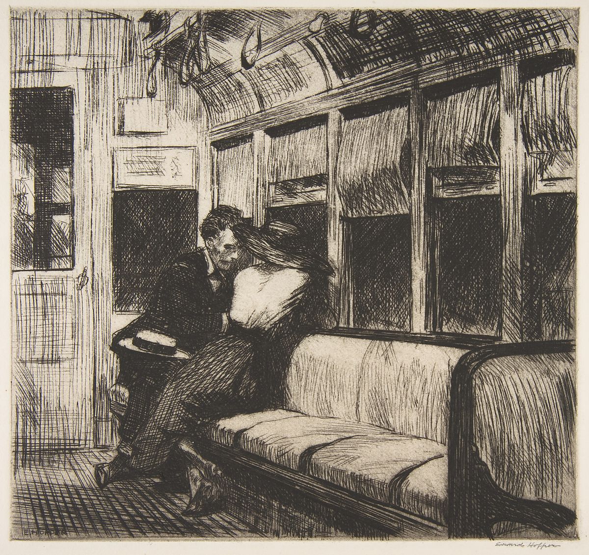 Night on the El Train, Ed. Hopper, 1918, Etching on copper, 7.5 x 8 in.