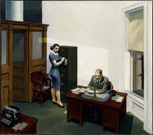 Office at Night, Ed. Hopper, 1940, Oil on canvas, 22 3/16 x 25 1/8 in.