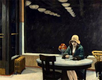 Automat, Ed. Hopper, 1927, Oil on canvas, 28.125 x 36 in.