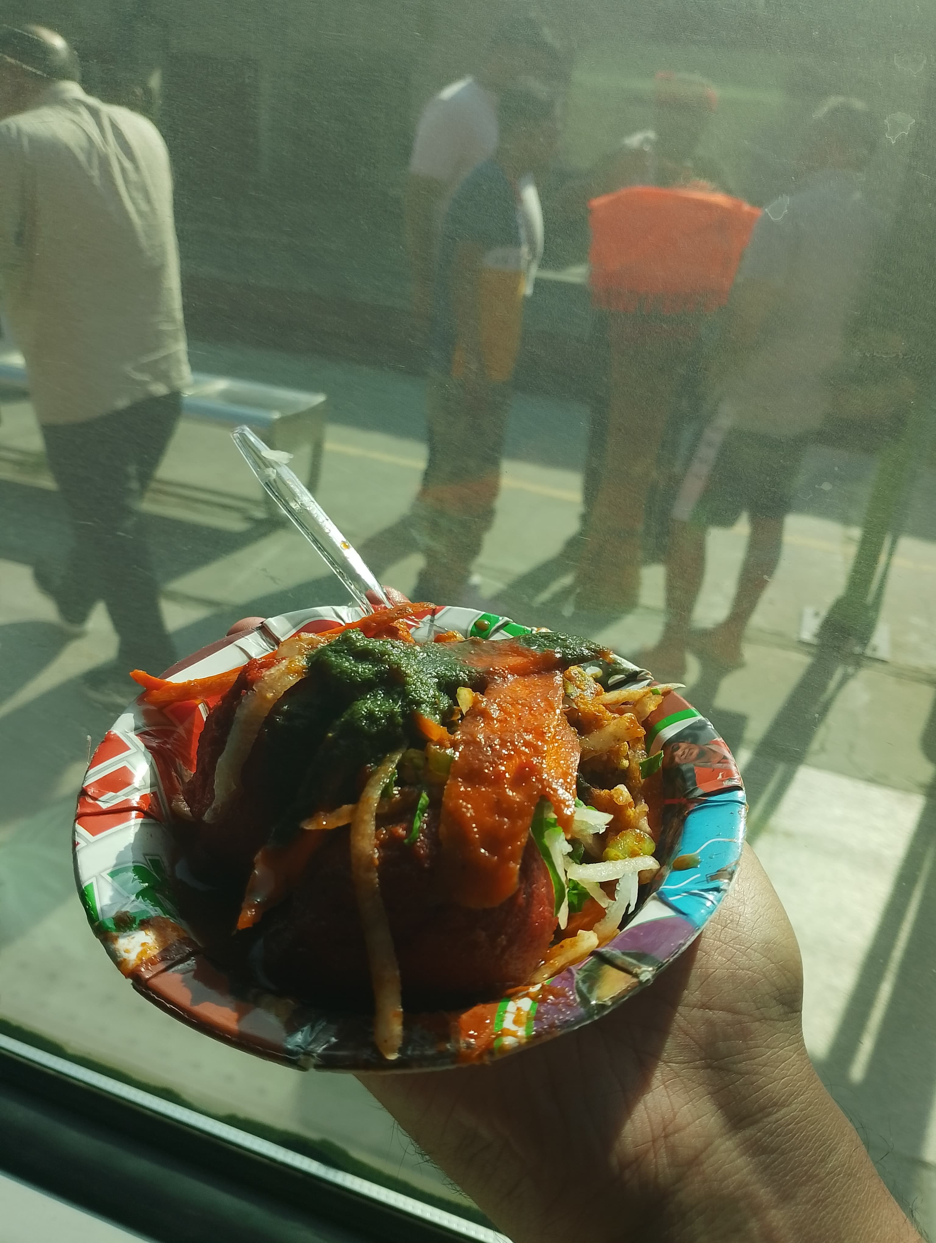 Fritters with achaar and veggies near Jalandhar station