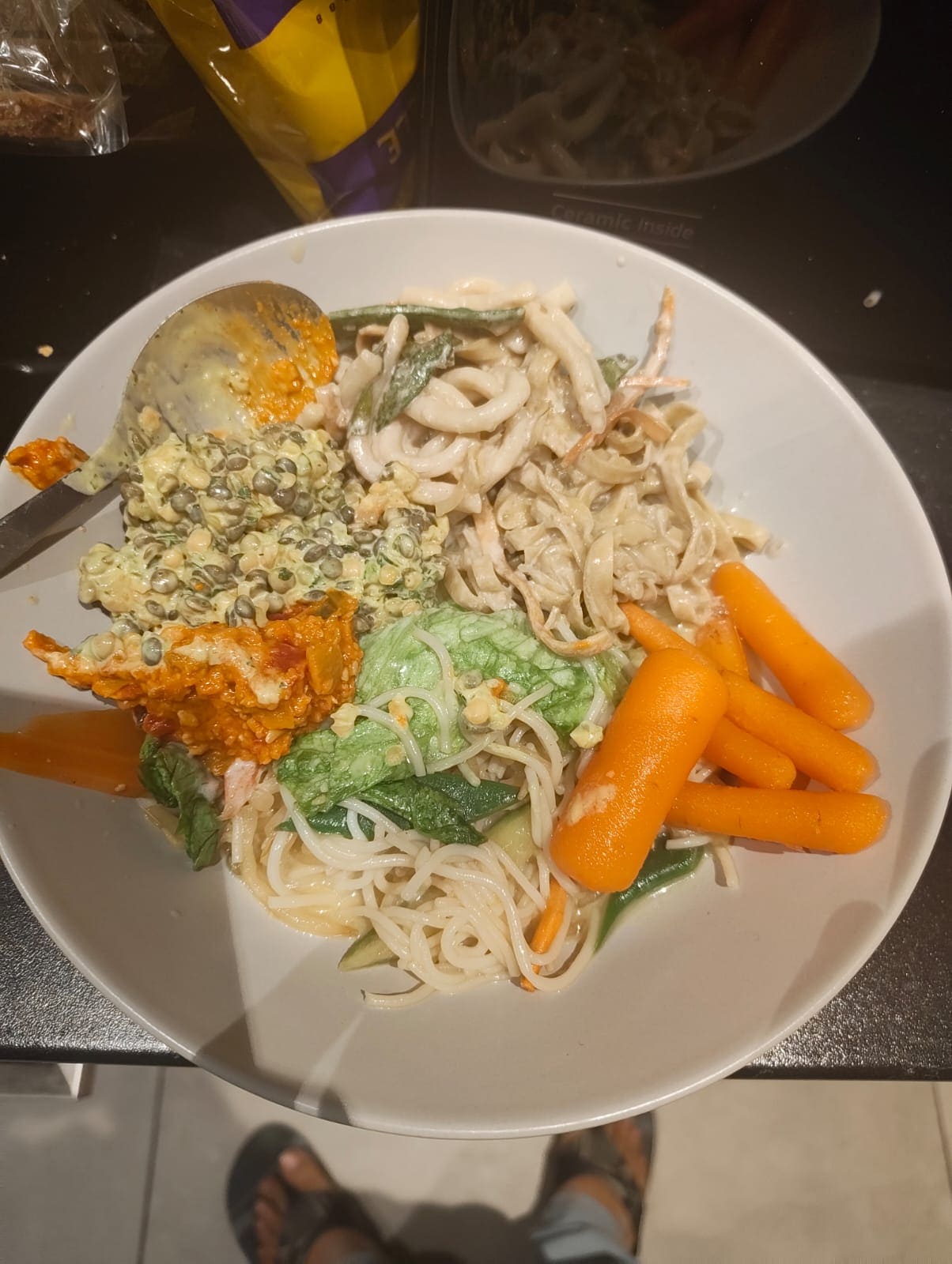 Looks like a plate of worms but it&rsquo;s all vegan!